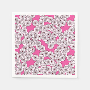Art Deco flower pattern - white on pink Napkins