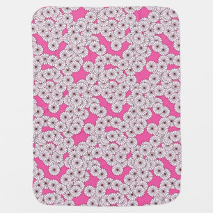 Art Deco flower pattern - white on pink Receiving Blanket