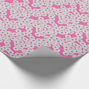 Art Deco flower pattern - white on pink Wrapping Paper