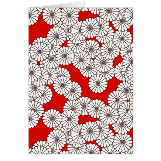 Art Deco flower pattern - white on red Cards (Front)