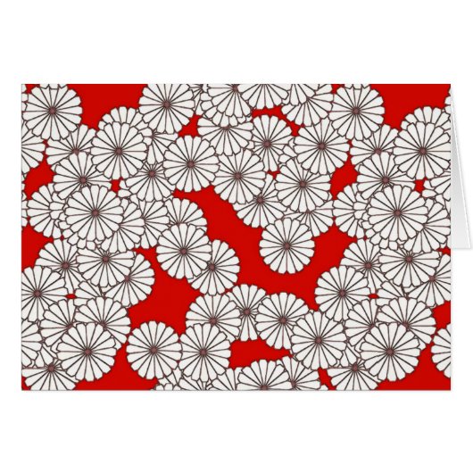 Art Deco flower pattern - white on red Cards (Front Horizontal)