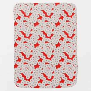 Art Deco flower pattern - white on red Swaddle Blanket