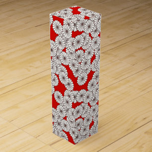 Art Deco flower pattern - white on red Wine Gift Box