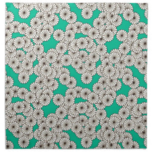 Art Deco flower pattern - white on turquoise Cloth Napkin