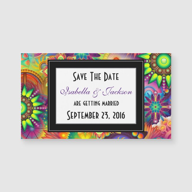 Art Deco Flower PatternWedding Save The Date (Front)
