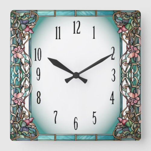 Art Deco Flower Square Wall Clock