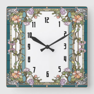 Art Deco Flower Square Wall Clock