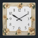 Art Deco Flower Square Wall Clock<br><div class="desc">Great clock design. You will love it like others. Be free to use this design for other product you like or to customize and add your text. Follow me for more. Thank you. Have a nice day.</div>