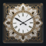 Art Deco Flower Square Wall Clock<br><div class="desc">Great clock design. You will love it like others. Be free to use this design for other product you like or to customize and add your text. Follow me for more.  Thank you. Have a nice day.</div>