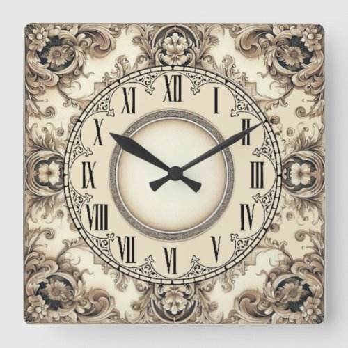 Art Deco Flower Square Wall Clock