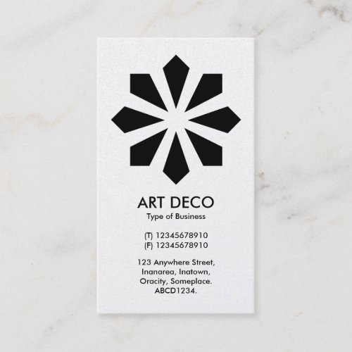 Art Deco Flower Star _ White front Black Back Business Card