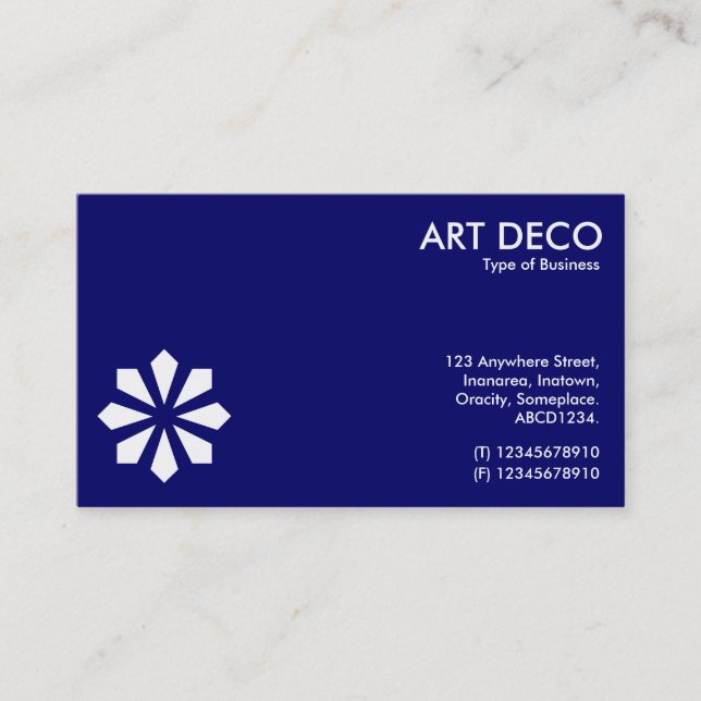 Art Deco Flower Symbol - Navy Blue Business Card (Front)