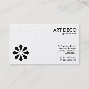 Art Deco Flower Symbol - White & Black (Platinum) Business Card