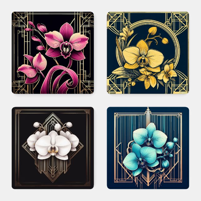 Art Deco Flowers Coaster Set (Set)