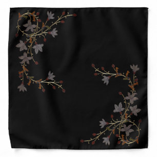 Art Deco Flowers On Black Bandana