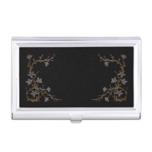 Art Deco Flowers On Black Business Card Case