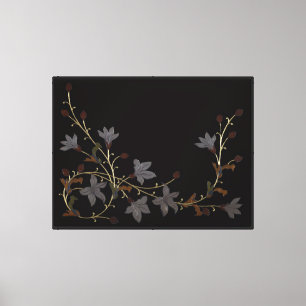 Art Deco Flowers On Black Canvas Print