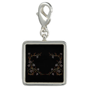 Art Deco Flowers On Black Charm