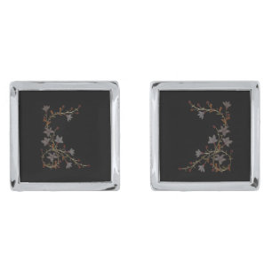 Art Deco Flowers On Black Cufflinks