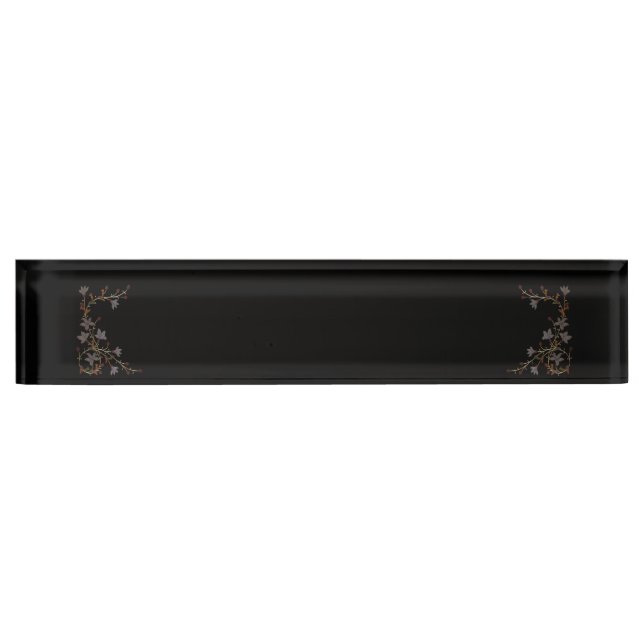Art Deco Flowers On Black Desk Name Plate (Front)