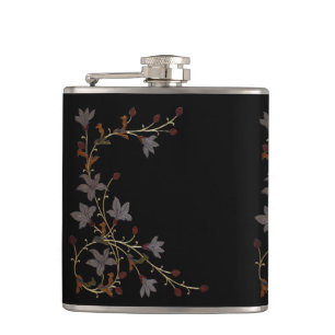 Art Deco Flowers On Black Flask
