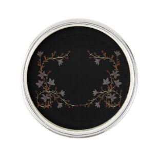 Art Deco Flowers On Black Lapel Pin