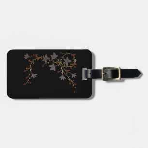 Art Deco Flowers On Black Luggage Tag