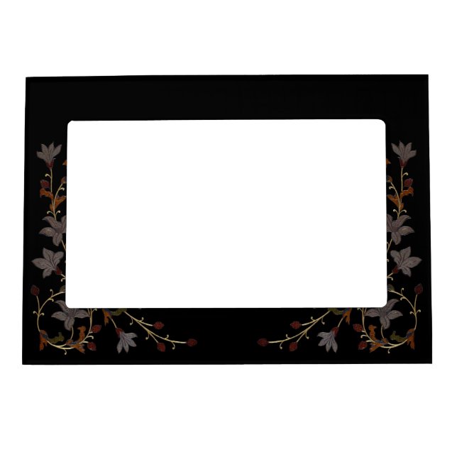 Art Deco Flowers On Black Magnetic Frame (Front)