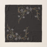 Art Deco Flowers On Black Scarf<br><div class="desc">vintage decorative floral pattern with embossed leather flowers and leaves.</div>