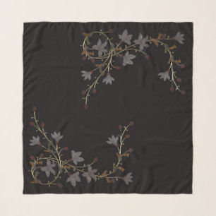 Art Deco Flowers On Black Scarf