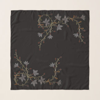 Art Deco Flowers On Black Scarf