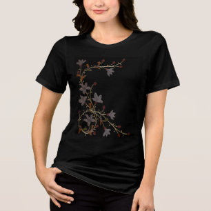 Art Deco Flowers On Black Tri-Blend Shirt
