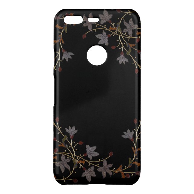 Art Deco Flowers On Black Uncommon Google Pixel Case (Back)