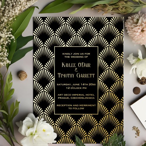Art Deco Foil WeddingAnniversaryParty Invitation