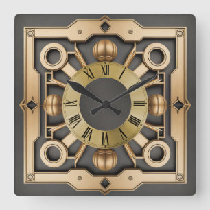 Art Deco Football  Square Wall Clock