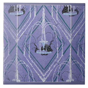 Art Deco Fountain In Blue Ceramic Tile