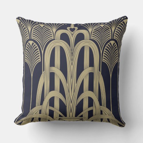 Art Deco Fountain Throw Pillow