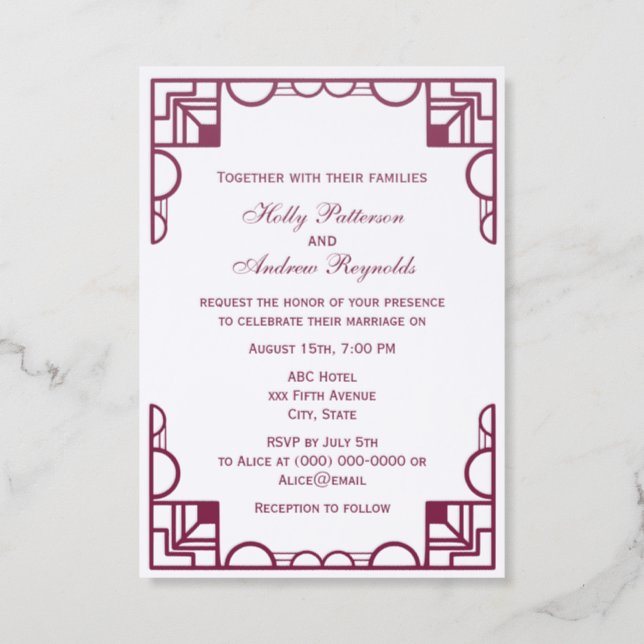 Art Deco Frame #1 Wedding Invitation (Front)