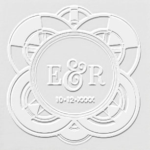 Art Deco Frame Ampersand Couple 2 Initial Monogram Embosser