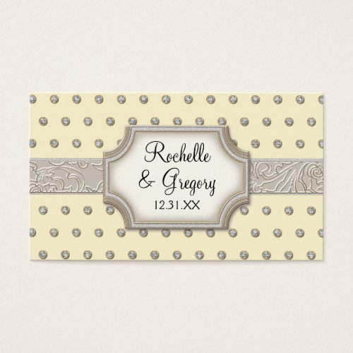 Art Deco Frame Champagne Silver Jewel Dots Business Card