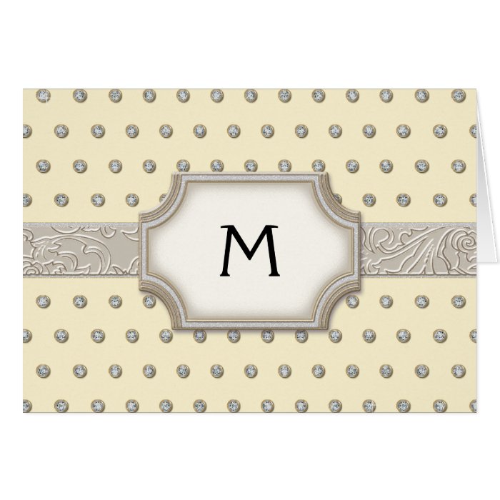 Art Deco Frame Champagne Silver Jewel Dots Card