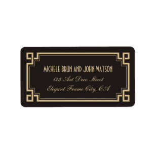 Art Deco Frame Custom Dark Return Address Label
