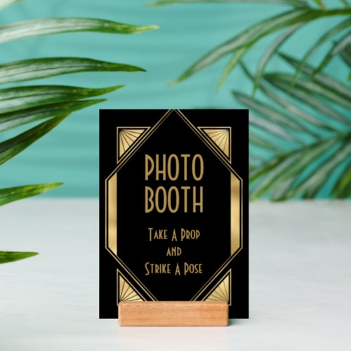 Art Deco Frame Gold Black Photo Booth Wedding Sign Holder