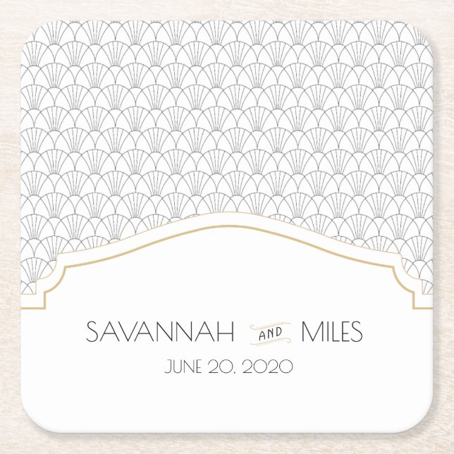 Art Deco Frame Square Paper Coaster (Front)