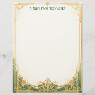 Art Deco Frame with Lotus Stationery Paper