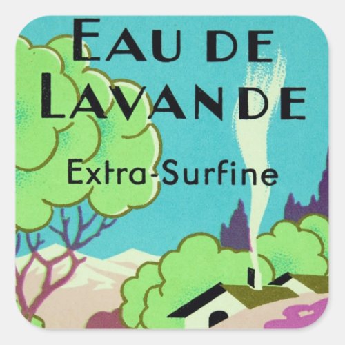 Art Deco French Lavender Farm Square Sticker