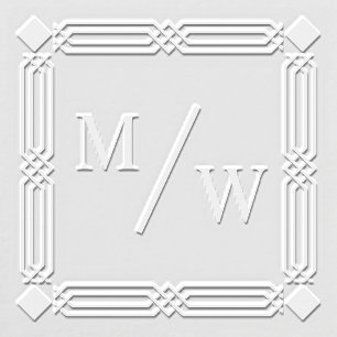 Art Deco Frm Couple 2 Initial Monogram Diag Spacer Embosser