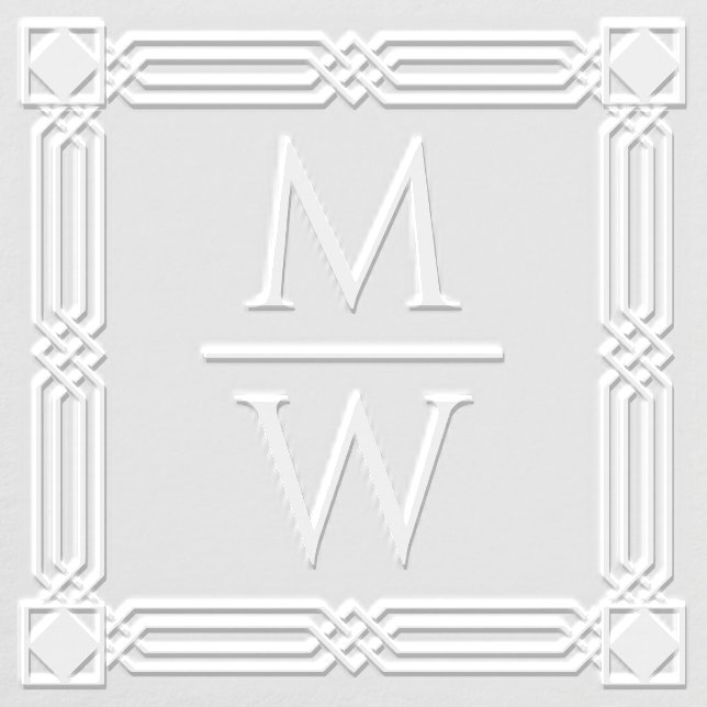 Art Deco Frm Stacked 2 Initial Horz Spacer Wedding Embosser (Design)