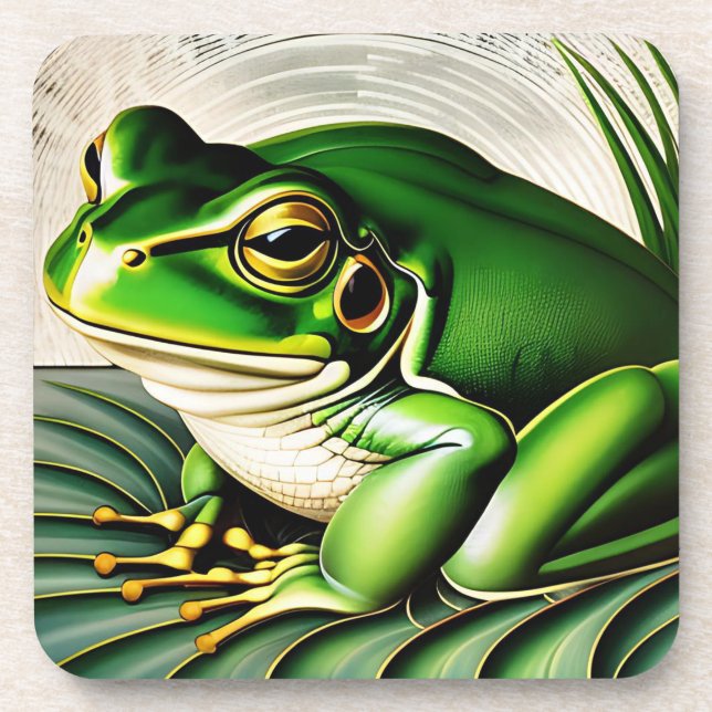 Art Deco Frog Beverage Coaster (Front)