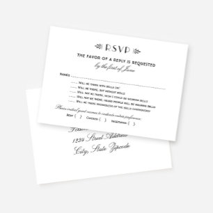 Art Deco Funny Bells Meal Choice Wedding RSVP Card